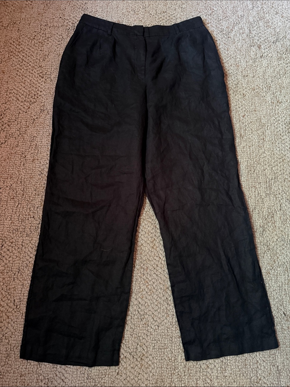 Quince Black Wide-Leg Linen Pants
